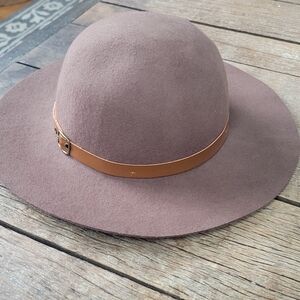 Hat Attack Brown Felt Wide Brim Hat with Tan Band